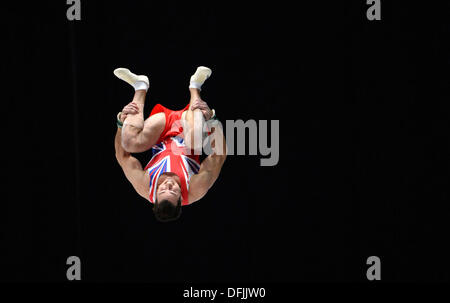 Antwerp, Belgium. 06th Oct, 2013. British gymnast Kristian Thomas performs at the vault during the Artistic Gymnastics World Championships in Antwerp, Belgium, 06 October 2013. Photo: MARIJAN MURAT (For editorial use only)/dpa/Alamy Live News Stock Photo