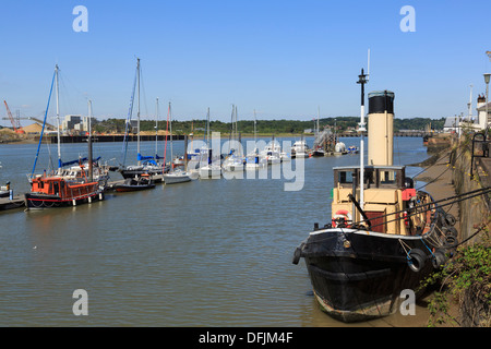 Steam Tug TID 164 on River Medway at Historic Dockyard at Chatham, Kent, England, UK, Britain Stock Photo