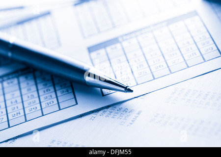 Operating budget, calendar and pen Stock Photo