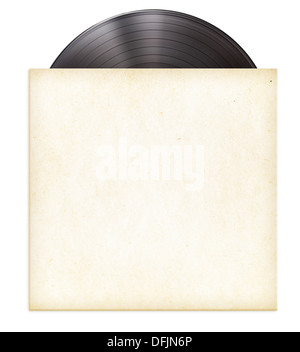 vinyl record disc LP in paper sleeve isolated Stock Photo