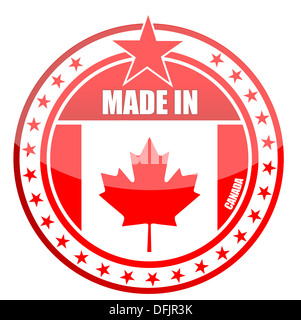 Circular illustration made in canada stamp isolated over a white background. Stock Photo