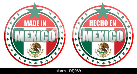 Circular illustration made in Mexico stamp isolated over a white background. Stock Photo