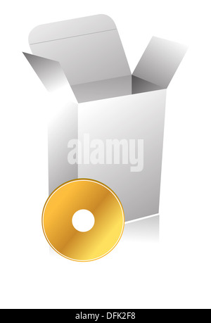 Blank 3d box with compact disc illustration design isolated over white Stock Photo