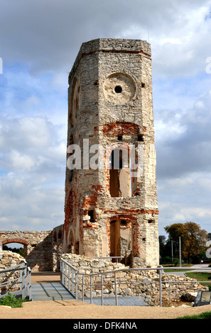 Old, ruined stone clock tower of Krzyztopor castle in Ujazd, Poland Stock Photo