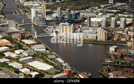 aerial view of Salford Quays, Salford, Manchester Stock Photo