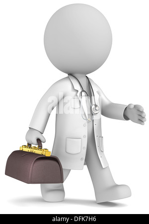 Dude the Doctor waling with retro doctors bag. Stock Photo