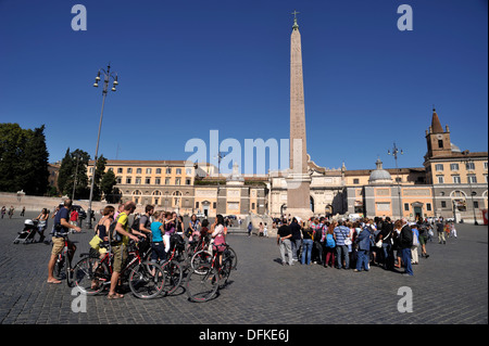 Italy, Rome, Piazza del Popolo, cycling Stock Photo