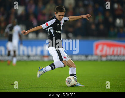 Freiburg, Germany. 06th Oct, 2013. Frankfurt's Johannes Flum in action during the German Bundesliga soccer match between SC Freiburg and Eintracht Frankfurt at Mage Solar Stadium in Freiburg, Germany, 06 October 2013. Photo: PATRICK SEEGER/dpa/Alamy Live News Stock Photo