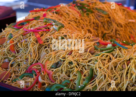 Stir Fried Noodles with Peppers Stock Photo