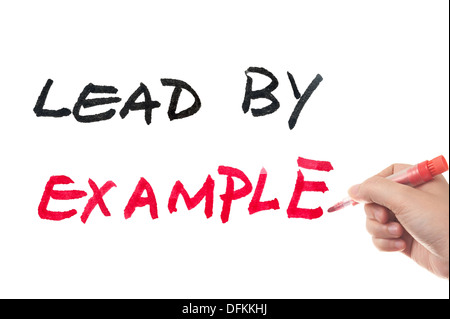 Lead by example words written on white board Stock Photo