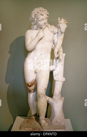 Harpocrates Ancient Classical Greek God of Silence Marble Statue, Ancient Greece Stock Photo