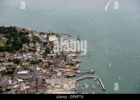 Aerial photograph of Cowes Harbour Isle of Wight Stock Photo