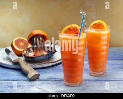 Blood orange ginger ale fruit drink Stock Photo