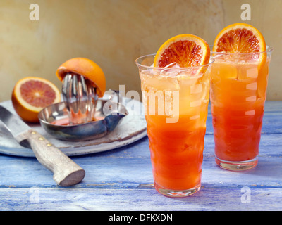 Blood orange ginger ale fruit drink Stock Photo