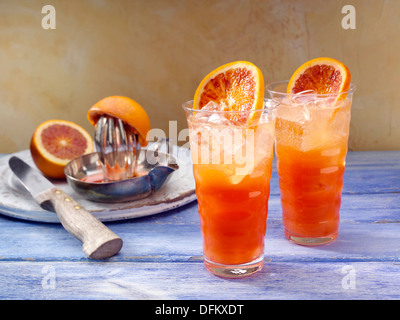 Blood orange ginger ale fruit drink Stock Photo