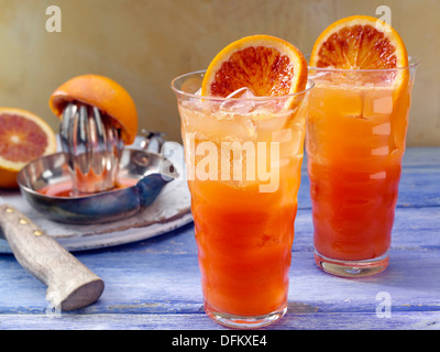 Blood orange ginger ale fruit drink Stock Photo