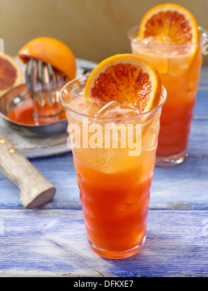 Blood orange ginger ale fruit drink Stock Photo