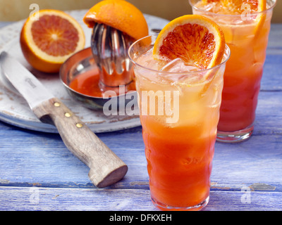 Blood orange ginger ale fruit drink Stock Photo