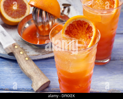 Blood orange ginger ale fruit drink Stock Photo