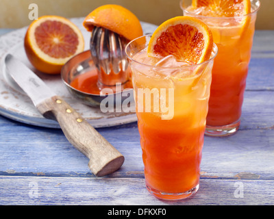 Blood orange ginger ale fruit drink Stock Photo