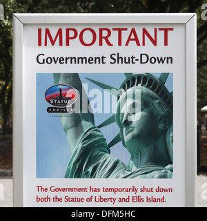 New York, USA. 04th Oct, 2013. The Statue of Liberty in New York is closed due to the government shutdown on October 1. Stock Photo