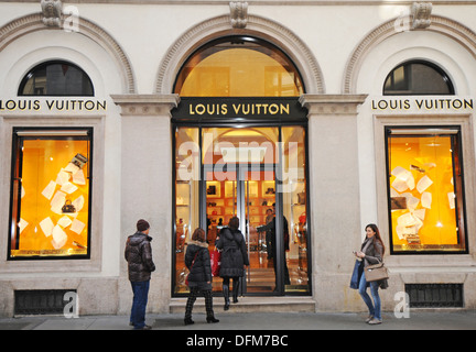 Italy Lombardy Milan Via Montenapoleone Louis Vuitton fashion shop