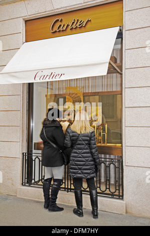 Italy Lombardy Milan Via Montenapoleone cartier jewelry shop Stock Photo