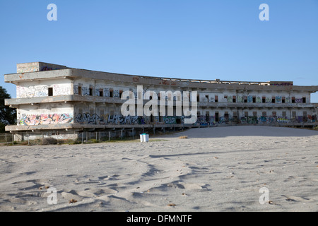 Old Derelict Hospital on Poetto Beach in Cagliari in Sardinia Stock Photo