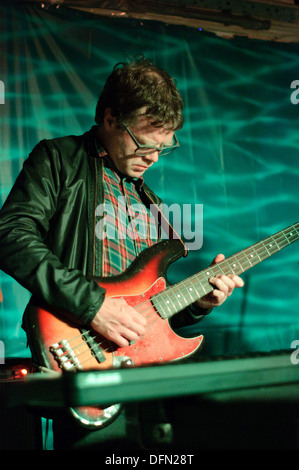 Alexis Taylor with About Group playing live at The Victoria, Dalston, London. 2 July 2013 Stock Photo