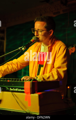 Alexis Taylor with About Group playing live at The Victoria, Dalston, London. 2 July 2013 Stock Photo