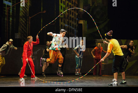 Canadian circus troupe 'Cirque Éloize' perform iD at the Peacock Theatre, London Stock Photo