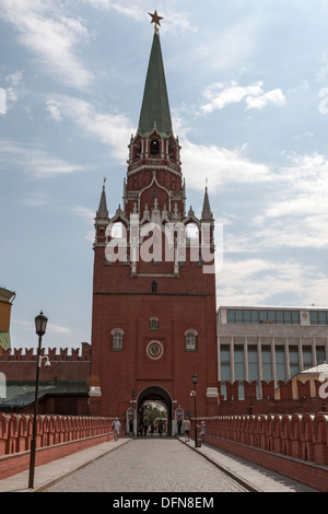 Entrance to The Trinity (Troitskaya) Tower, Troitsky Bridge, Kremlin, Moscow Stock Photo