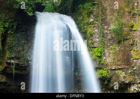 Melin Court (also Melin Cwrt) waterfall Resolven Vale of Neath Neath & Port Talbot South Wales UK Stock Photo