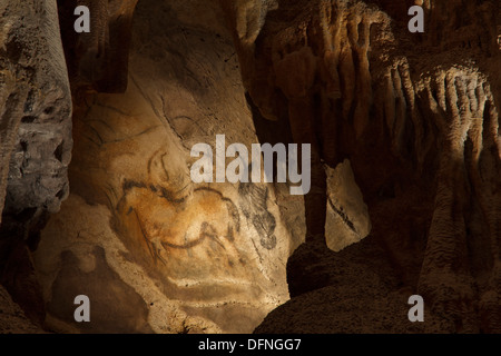 Horse, prehistoric painting, cave painting, about 15000 BC, Caballo del Camarin, Cueva de la Pena de Cadamo, cave, San Roman de Stock Photo