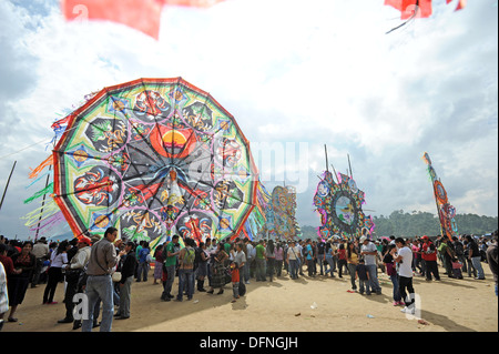 Big kite festival in Sumpango, Sacatepequez department in Guatemala on day of the dead. Stock Photo