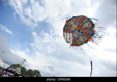 Big kite festival in Sumpango, Sacatepequez department in Guatemala on day of the dead. Stock Photo