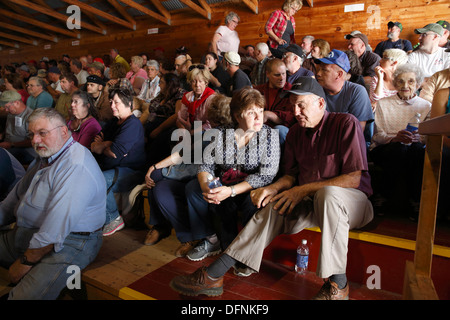Spectators at the draft horse pulling competition, Fryeburg Fair, Fryeburg, Maine, USA Stock Photo