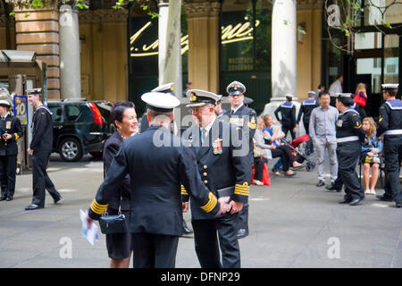 Sydney, Australia. 8th October 2013. Lord Mayor of City of Sydney,Clover Moore, arrives in Martin Place for the Royal Australian Navy Memorial Service, part of the International Fleet Review.Tuesday 8th October Credit:  Alamy Live News Stock Photo