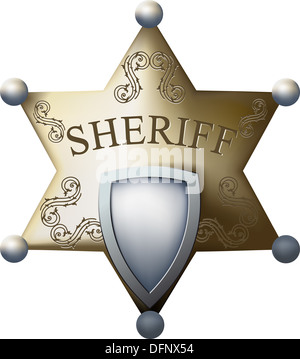 Golden sheriff badge isolated on white background 3d rendering Stock ...