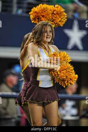 Arizona State Cheerleaders perform during an NCAA college football game between the Notre Dame Fighting Irish and the Arizona State Sun Devils, Saturday, Oct. 05th, 2013 in Arlington, Texas. Stock Photo