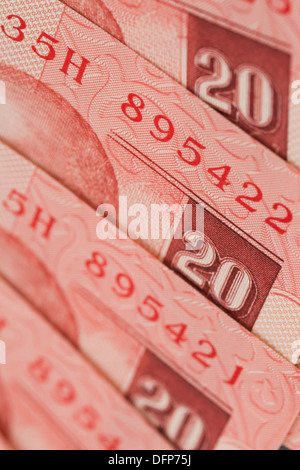 Close-up of Indian twenty rupee banknotes Stock Photo