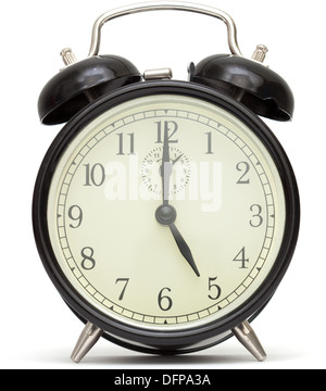 old fashioned alarm clock, black, isolated on white Stock Photo