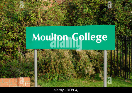 Moulton College sign on Higham Ferrers Northamptonshire Stock Photo