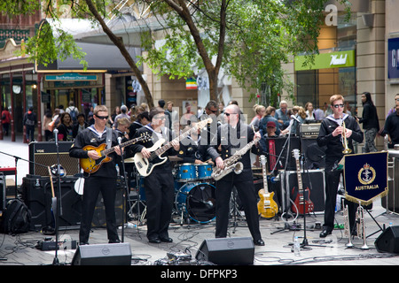 royal australian navy band playing in pitt street sydney as part of the october 2013 international fleet review Stock Photo