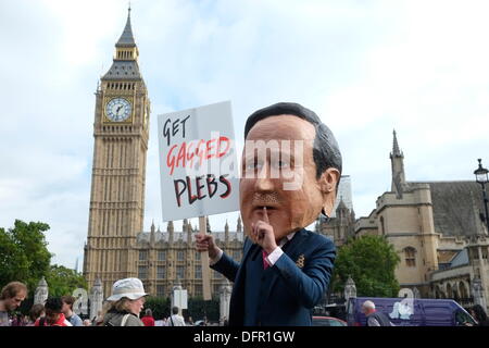 London, UK. 8th October 2013. Protest against a gagging law which is being rushed through parliament, which will silence campaigners, charities and more for a year before elections. Credit:  Rachel Megawhat/Alamy Live News Stock Photo