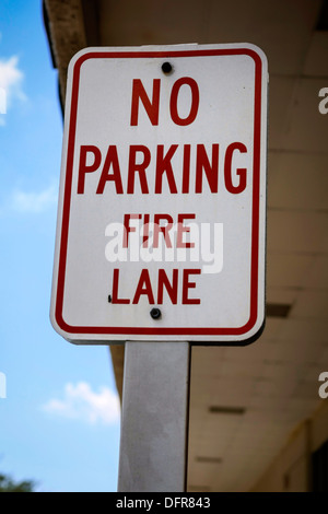 Overhead No Parking Fire Lane sign Stock Photo