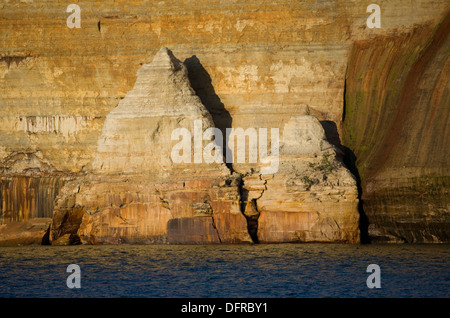 The Pictured Rocks as seen from a tourboat in the Pictured Rocks National Seashore near Munising. Stock Photo