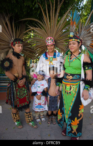 Dancers in native costume perform in a parade to celebrate Dia de los Muertos (Day of the Dead) in Ajijic, Jalisco, Mexico Stock Photo