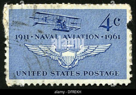 naval aviation, 50 years,US postage, 1961 year,post mark,stamp,airplane Stock Photo