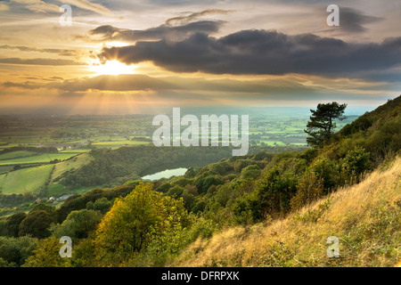 The Vale of York and Lake Gormire from Whitestone Cliff. Stock Photo